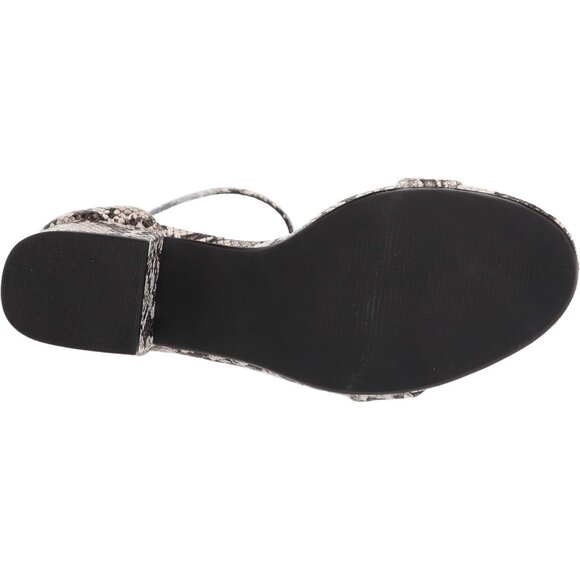 Womens Snake Pu Faux Suede Two Strap Open Rounded Toe Chunky Block Heeled Sandal - Picture 5 of 9